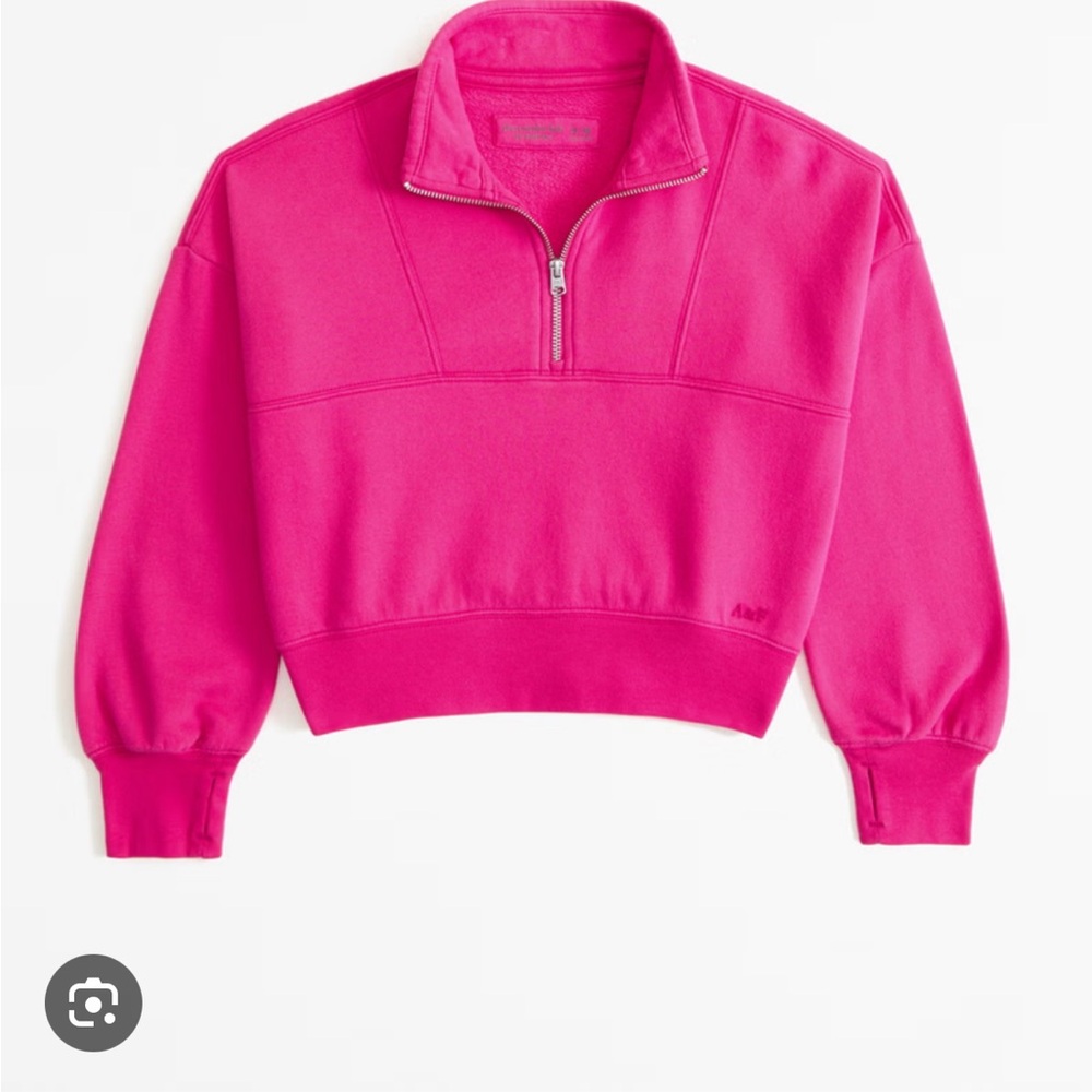 abercrombie kids essential pink 1/4 zip pullover cropped sweatshirt Size 9/10